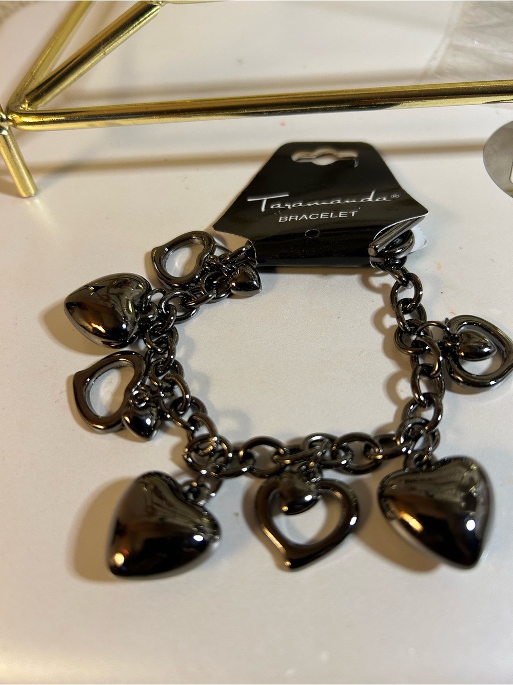 Taramanda Gunmetal Heart Charm Bracelet